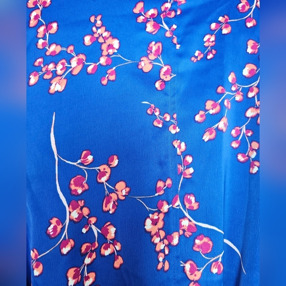 J Jason Wu Women's Woven Printed Lightweight Satin Floral Trench, Blue & Pink - Picture 10 of 14